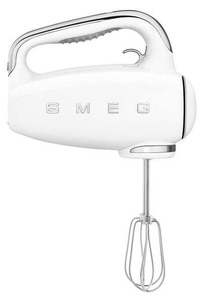 Ръчен миксер SMEG 50's Style HMF01WHEU, 250W, 9 скорости, Турбо, Скрит LED дисплей, Таймер, Аксесоари, Бял