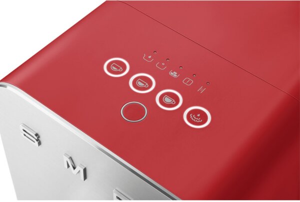 Еспресо машина SMEG Collezione BCC02RDMEU, 1350 W, 19 bar, 1.4 л, 8 функции, Вградена мелачка, Дюза за пара, Червен