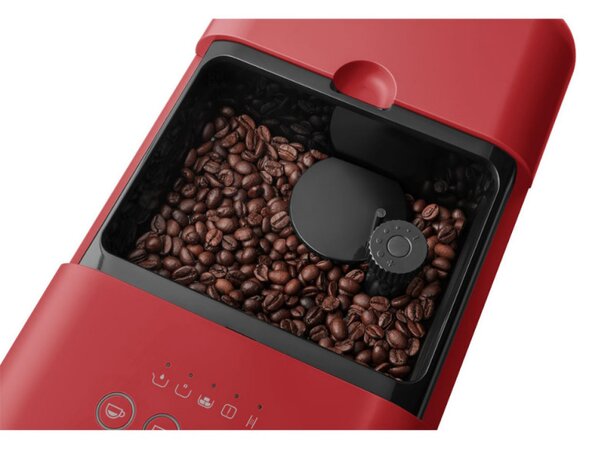 Еспресо машина SMEG Collezione BCC02RDMEU, 1350 W, 19 bar, 1.4 л, 8 функции, Вградена мелачка, Дюза за пара, Червен
