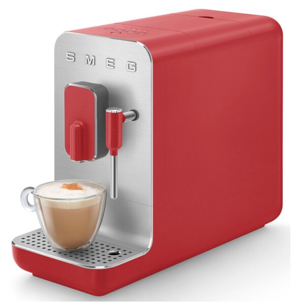 Еспресо машина SMEG Collezione BCC02RDMEU, 1350 W, 19 bar, 1.4 л, 8 функции, Вградена мелачка, Дюза за пара, Червен