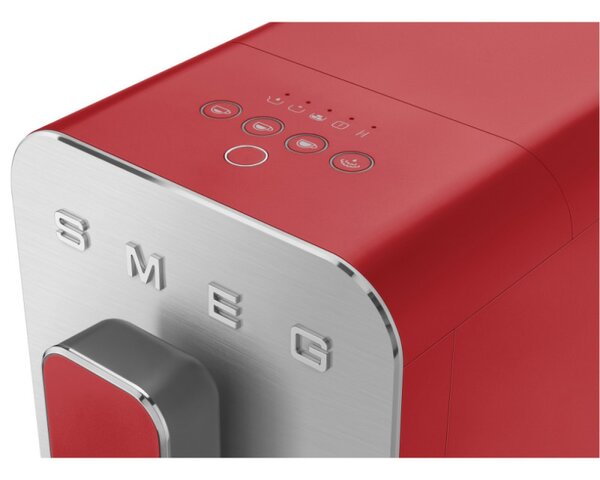 Еспресо машина SMEG Collezione BCC02RDMEU, 1350 W, 19 bar, 1.4 л, 8 функции, Вградена мелачка, Дюза за пара, Червен