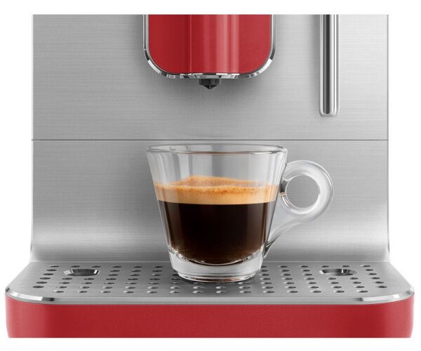 Еспресо машина SMEG Collezione BCC02RDMEU, 1350 W, 19 bar, 1.4 л, 8 функции, Вградена мелачка, Дюза за пара, Червен