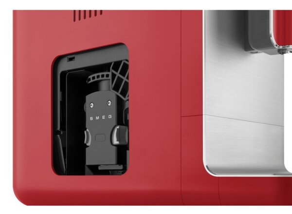 Еспресо машина SMEG Collezione BCC02RDMEU, 1350 W, 19 bar, 1.4 л, 8 функции, Вградена мелачка, Дюза за пара, Червен