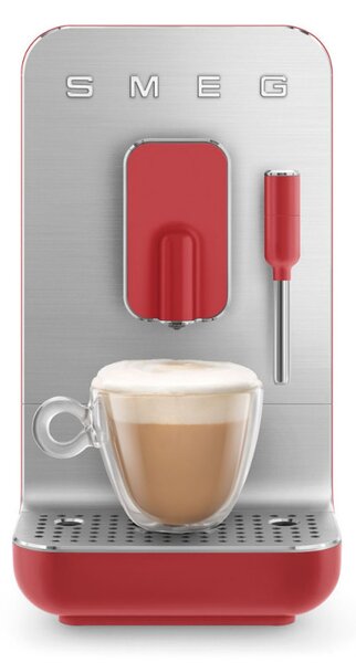 Еспресо машина SMEG Collezione BCC02RDMEU, 1350 W, 19 bar, 1.4 л, 8 функции, Вградена мелачка, Дюза за пара, Червен