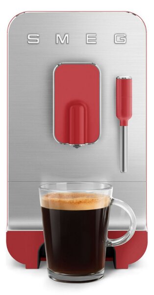 Еспресо машина SMEG Collezione BCC02RDMEU, 1350 W, 19 bar, 1.4 л, 8 функции, Вградена мелачка, Дюза за пара, Червен