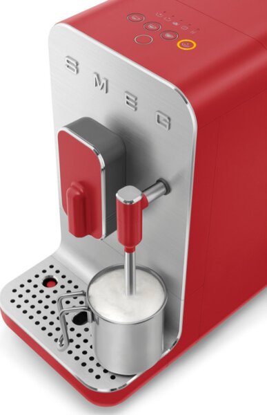 Еспресо машина SMEG Collezione BCC02RDMEU, 1350 W, 19 bar, 1.4 л, 8 функции, Вградена мелачка, Дюза за пара, Червен
