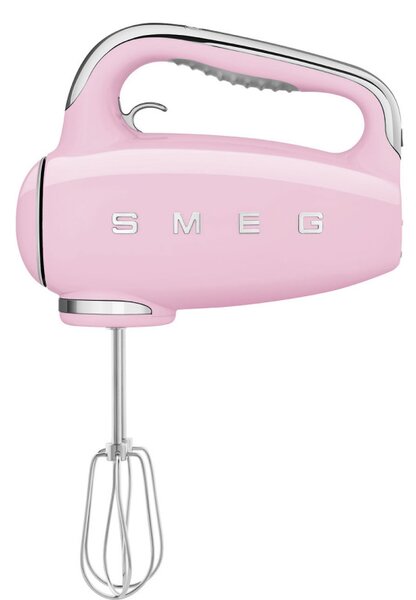 Ръчен миксер SMEG 50's Style HMF01PKEU, 250W, 9 скорости, Турбо, Скрит LED дисплей, Таймер, Аксесоари, Розов