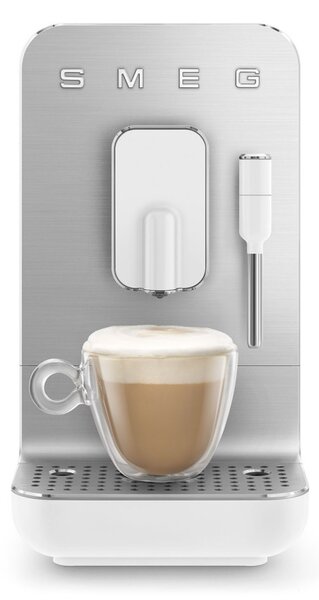 Еспресо машина SMEG Collezione BCC12WHMEU, 1350 W, 19 bar, 1.4 л, 8 функции, Вградена мелачка, Дюза за пара, Бял