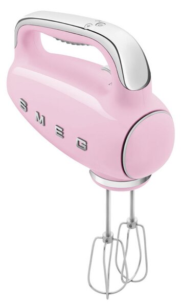 Ръчен миксер SMEG 50's Style HMF01PKEU, 250W, 9 скорости, Турбо, Скрит LED дисплей, Таймер, Аксесоари, Розов