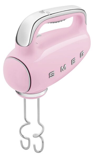 Ръчен миксер SMEG 50's Style HMF01PKEU, 250W, 9 скорости, Турбо, Скрит LED дисплей, Таймер, Аксесоари, Розов