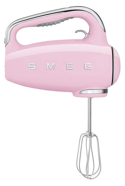 Ръчен миксер SMEG 50's Style HMF01PKEU, 250W, 9 скорости, Турбо, Скрит LED дисплей, Таймер, Аксесоари, Розов