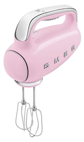 Ръчен миксер SMEG 50's Style HMF01PKEU, 250W, 9 скорости, Турбо, Скрит LED дисплей, Таймер, Аксесоари, Розов