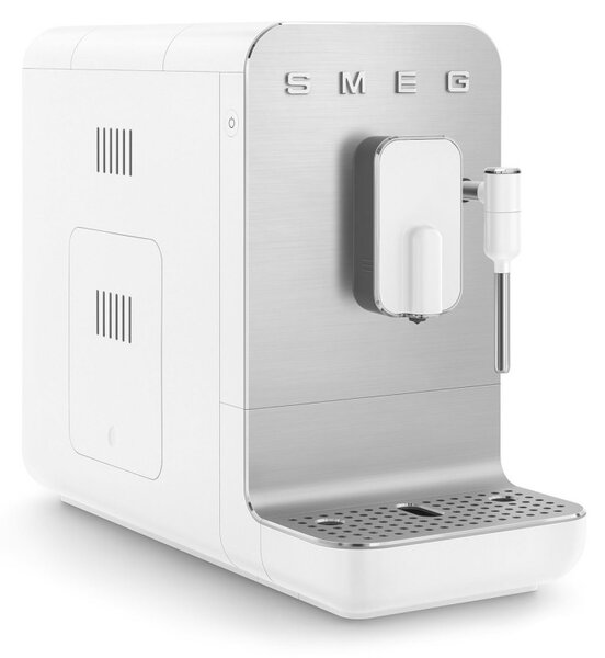 Еспресо машина SMEG Collezione BCC12WHMEU, 1350 W, 19 bar, 1.4 л, 8 функции, Вградена мелачка, Дюза за пара, Бял