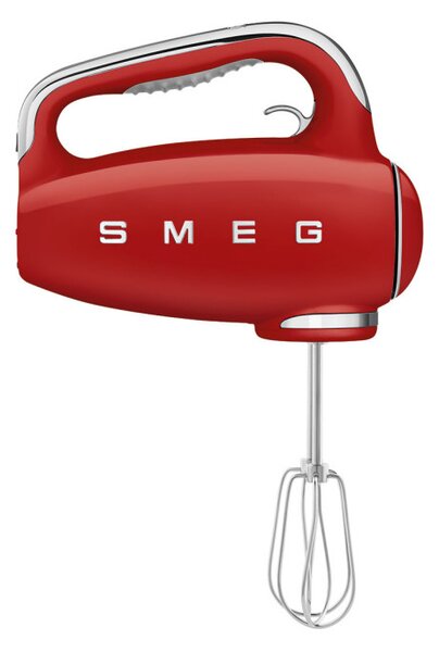 Ръчен миксер SMEG 50's Style HMF01RDEU, 250W, 9 скорости, Турбо, Скрит LED дисплей, Таймер, Аксесоари, Червен