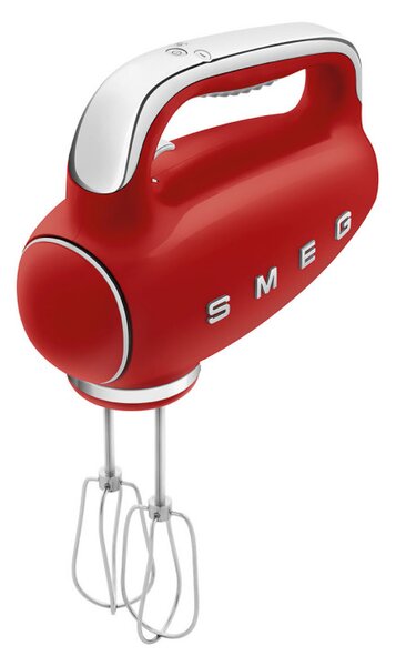 Ръчен миксер SMEG 50's Style HMF01RDEU, 250W, 9 скорости, Турбо, Скрит LED дисплей, Таймер, Аксесоари, Червен