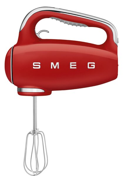 Ръчен миксер SMEG 50's Style HMF01RDEU, 250W, 9 скорости, Турбо, Скрит LED дисплей, Таймер, Аксесоари, Червен