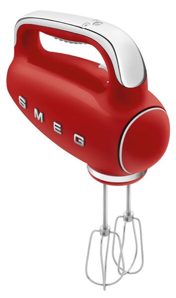Ръчен миксер SMEG 50's Style HMF01RDEU, 250W, 9 скорости, Турбо, Скрит LED дисплей, Таймер, Аксесоари, Червен