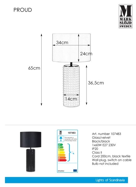 Markslöjd 107483 - Настолна лампа PROUD 1xE27/60W/230V