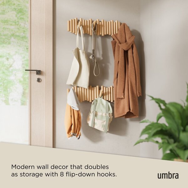 Стенна закачалка от масивен бор в естествен цвят 61 cm Picket – Umbra