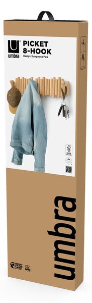 Стенна закачалка от масивен бор в естествен цвят 61 cm Picket – Umbra
