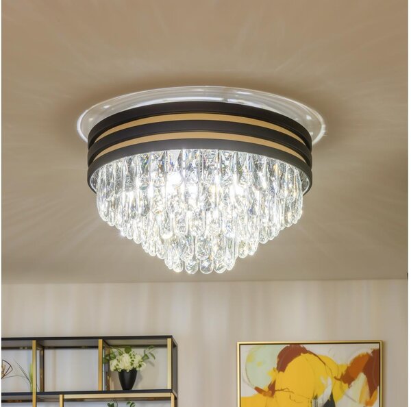 Brilagi - LED кристално таванно осветително тяло VELURE 5xE14/40W/230V черно