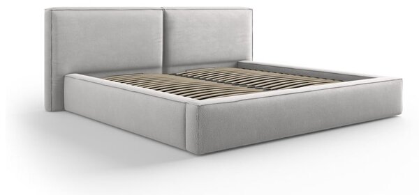 Светлосиво тапицирано двойно легло с място за съхранение и решетка 160x200 cm Arendal - Cosmopolitan Design