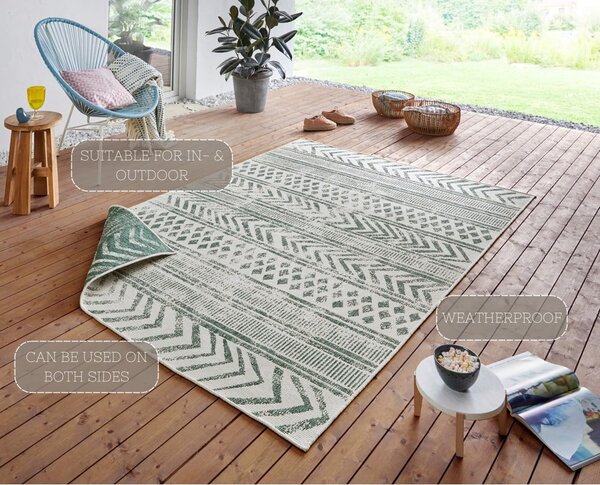 Зелен и кремав килим за открито , 80 x 150 cm Biri - NORTHRUGS