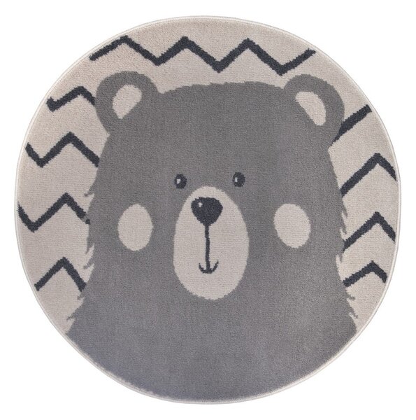 Сив детски килим ø 100 cm Bear - Hanse Home