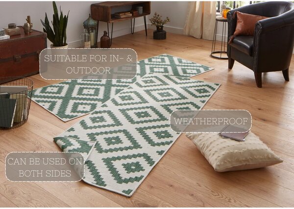 Зелен и кремав килим за открито , 80 x 250 cm Malta - NORTHRUGS
