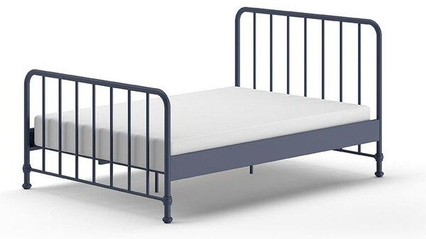 Синьо метално двойно легло 140x200 cm с включена подматрачна рамка BRONXX – Vipack
