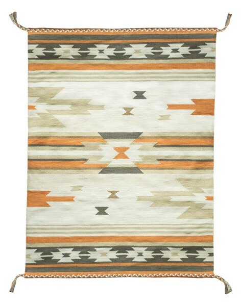 Двустранен килим за открито, изработен от рециклирана пластмаса, 90 x 150 cm Aztec - Green Decore