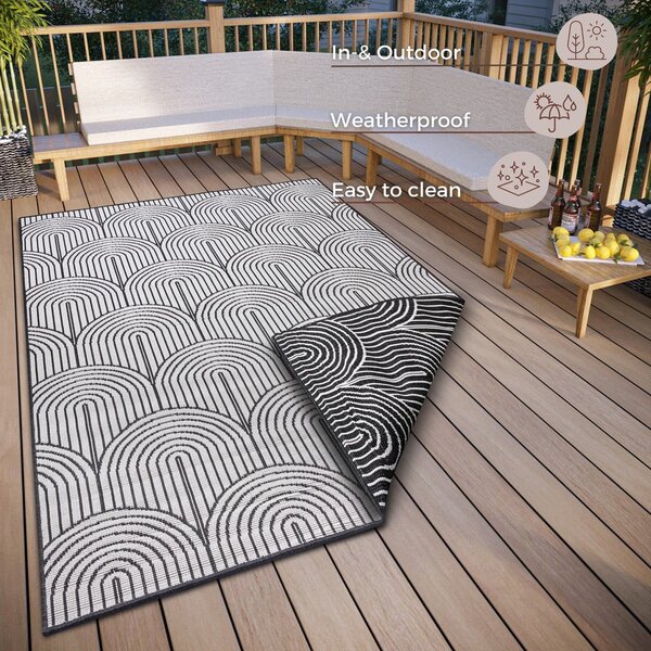 Черно-бял външен килим 80x150 cm Pangli Black – Hanse Home
