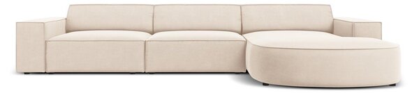 Ъглов диван от бежово кадифе (десен ъгъл) Jodie - Micadoni Home