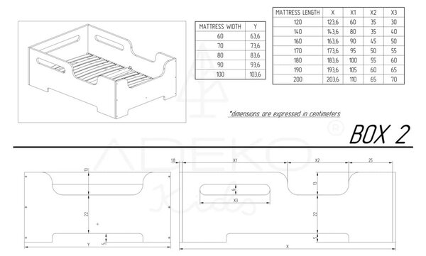 Детско легло от борова дървесина 90x200 cm Box 2 - Adeko