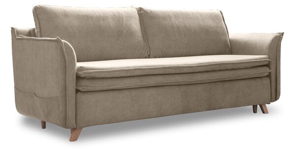 Бежов кадифен разтегателен диван 225 cm Charming Charlie – Miuform