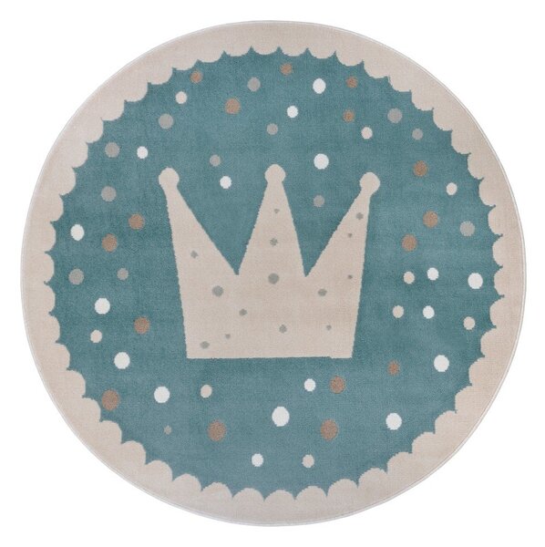 Син детски килим ø 100 cm Crown - Hanse Home