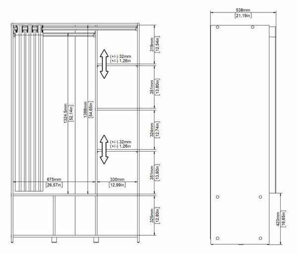 Дъбов гардероб в бяло и бежово 105x180 cm Kit - Tvilum