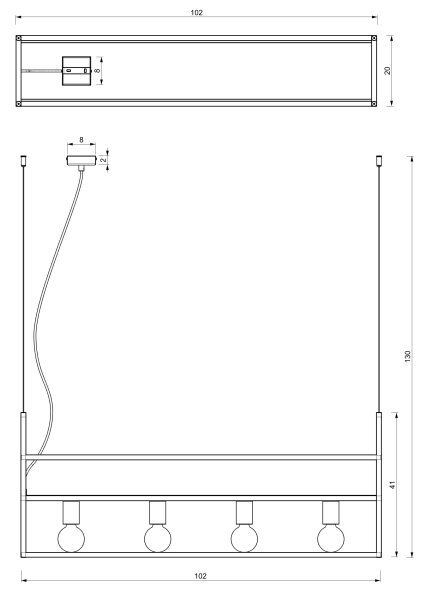 Висящ полилей SHELF 4xE27/60W/230V
