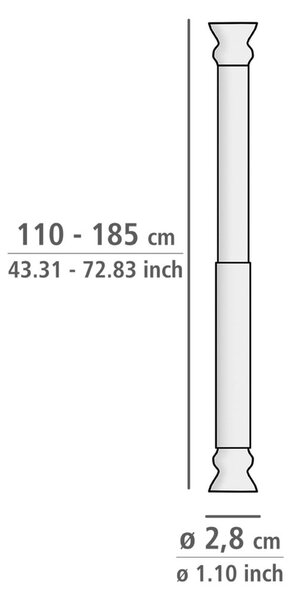 Бял прът за душ завеса 110 - 185 cm – Wenko