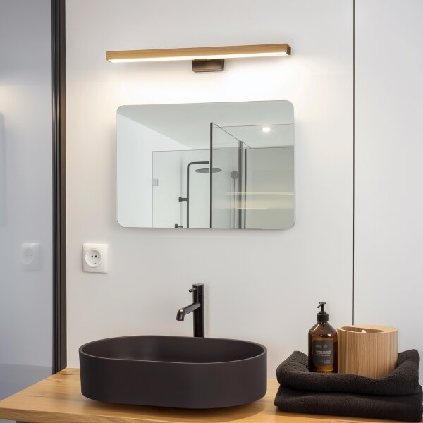Brilagi-LED Лампа за огледало в баня WOODY MIRROR LED/12W/230V IP44 дъб/черен