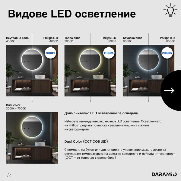 Кръгло огледало с лед осветление E5