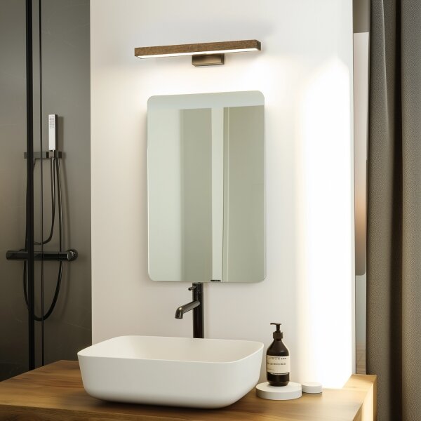 Brilagi-LED огледално осветление WOODY MIRROR LED/8W/230V IP44 дъб/черно