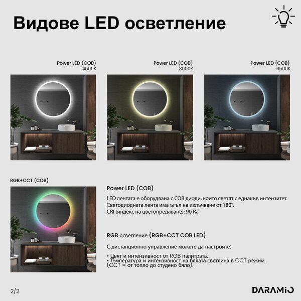 Кръгло огледало с лед осветление E5
