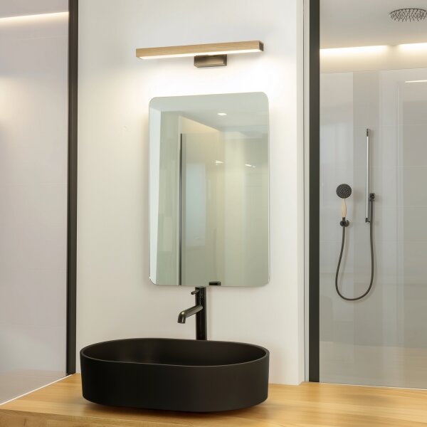 Brilagi-LED Лампа за огледало в баня WOODY MIRROR LED/8W/230V IP44 дъб/черен