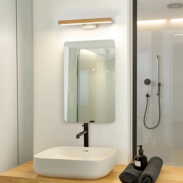 Brilagi- LED Лампа за огледало в баня WOODY MIRROR LED/8W/230V IP44 дъб/бял