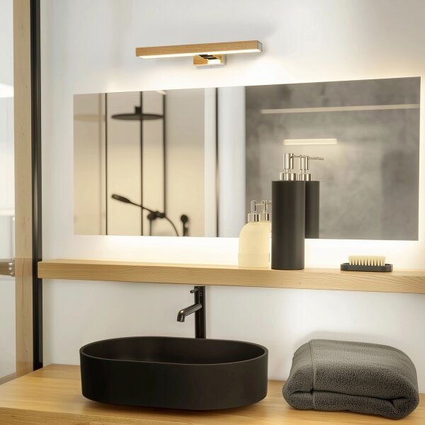 Brilagi-LED Лампа за огледало в баня WOODY MIRROR LED/8W/230V IP44 дъб/хром