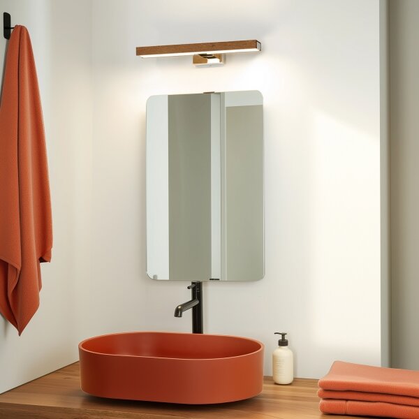 Brilagi-LED Лампа за огледало в баня WOODY MIRROR LED/8W/230V IP44 дъб/хром
