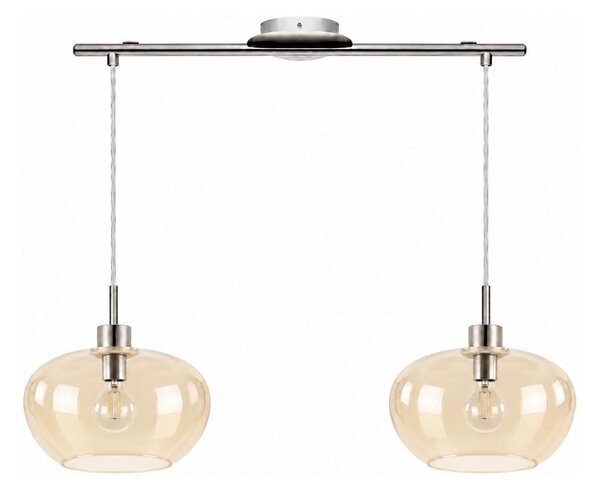 BRILAGI-LED Полилей на кабел RETRO GLASS 2xE27/60W/230V матов хром/димно бежово