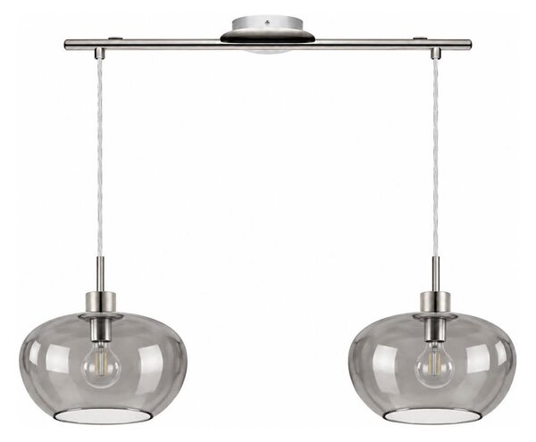 BRILAGI - LED полилей на кабел RETRO GLASS 2xE27/60W/230V матов хром/димно сиво