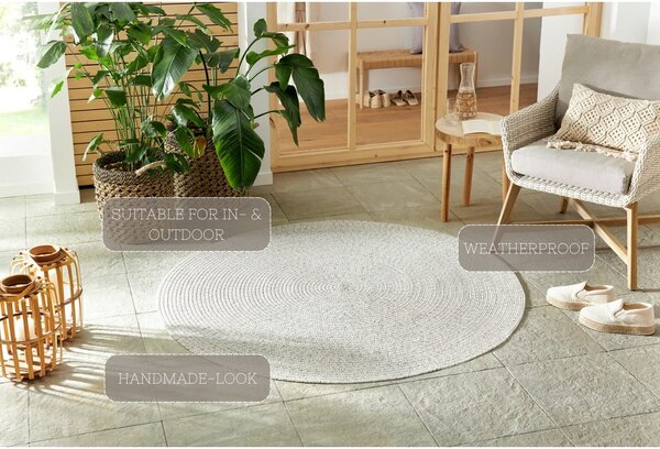 Бял/бежов кръгъл външен килим ø 200 cm - NORTHRUGS